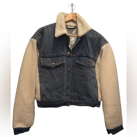 DENIM SHERPA OVERSIZED FIT JACKET - Picture 1 of 5